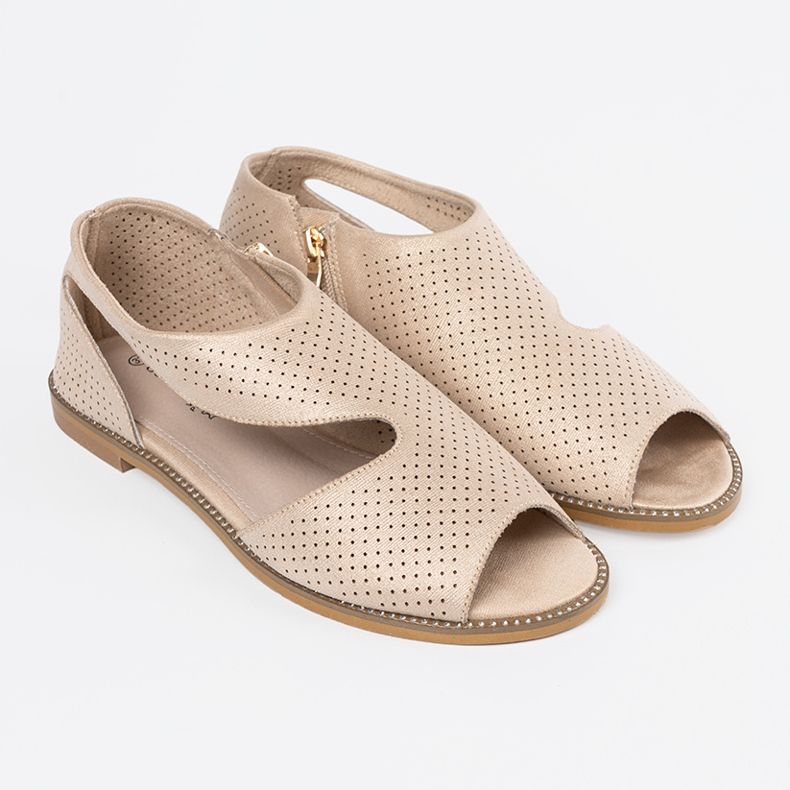 Goodin Zlaté sandály na ploché podrážce zlatý 1