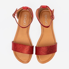 Shelvt Červené ploché sandály s zakrytým patou 1 Shelvt Červené ploché sandály s zakrytým patou 1