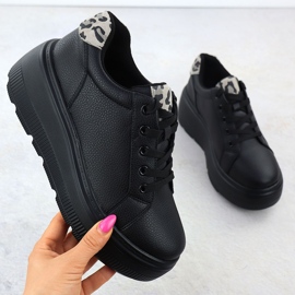 Dámské kožené boty na platformě Black Vinceza 89144 černý 1