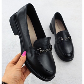 Dámské kožené boty Black Loafers Vinceza 39958 černá 1