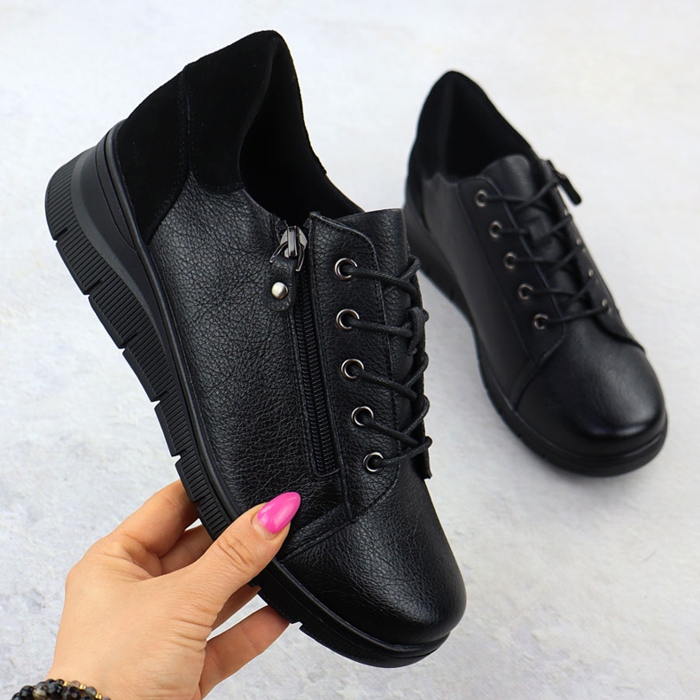 Dámské kožené boty na klínech Black Vinceza 39964 černá 1