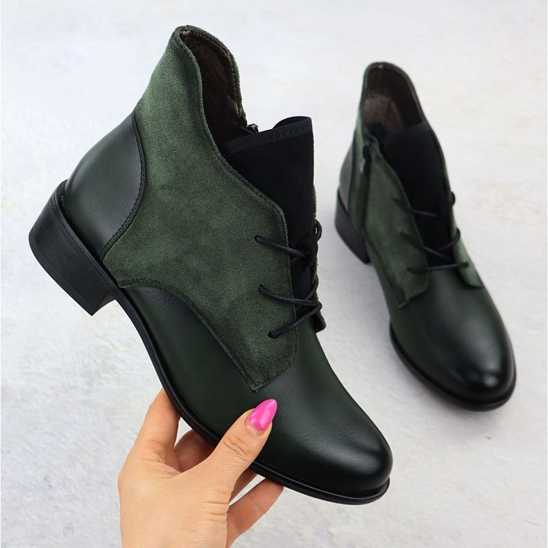 Jezzi Dámské izolované zelené boty ASA198-15 zelená 1