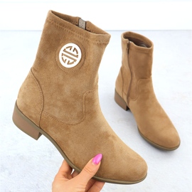 Dámské semišové boty s dekorací Beige Jezzi 198-28 béžový 1