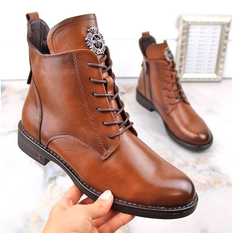 Kozačky na šněrování a zip Potocki W WOL171C hnědé hnědý 1