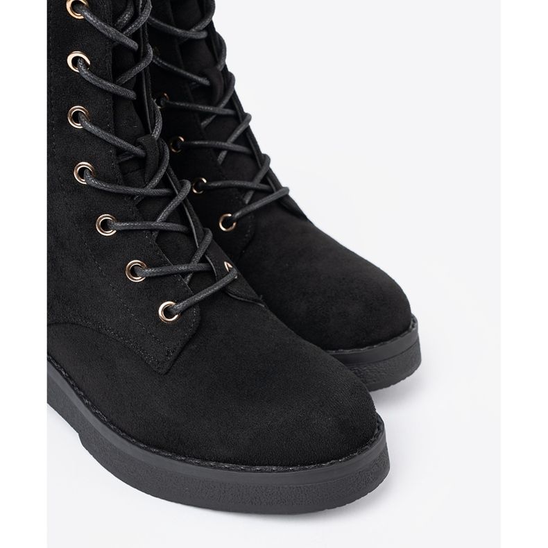 Shelvt Pohodlné černé dělníky na ploché podrážce černá 1