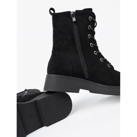 Shelvt Pohodlné černé dělníky na ploché podrážce černá 2