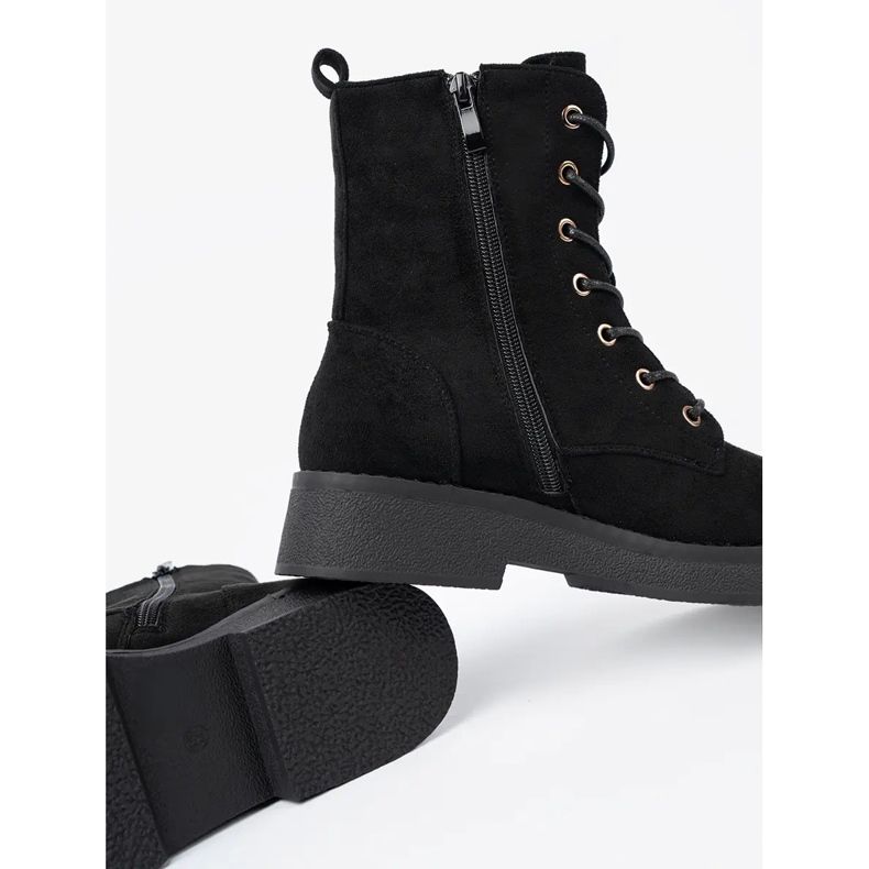 Shelvt Pohodlné černé dělníky na ploché podrážce černá 2