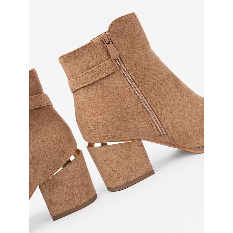 Shelvt Stylové boty ve světle hnědém odstínu se zlatým detailem 1