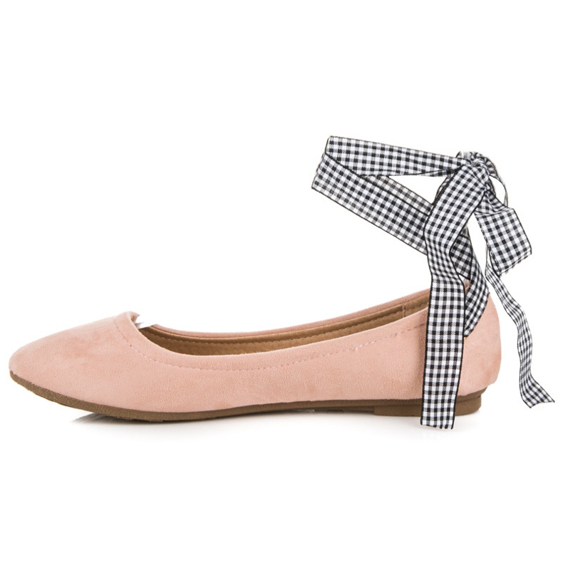 Ch. Creation Semišové baleríny se stuhou růžový 1 Ch. Creation Semišové baleríny se stuhou růžový 1