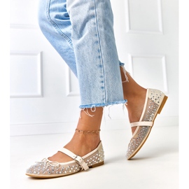 Baleríny béžové sítě s krystaly béžový 2