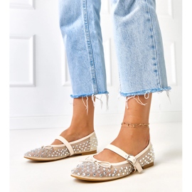 Baleríny béžové sítě s krystaly béžový 1