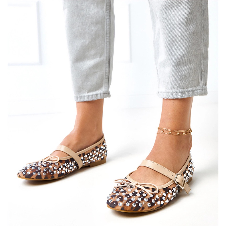 Leopardské síťové baleríny s krystaly vícebarevný 1