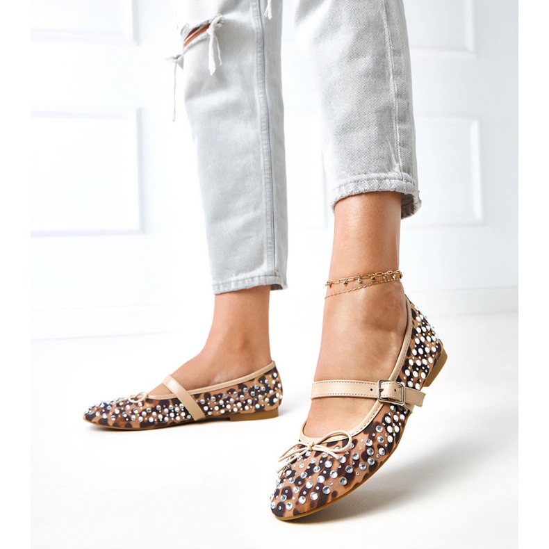 Leopardské síťové baleríny s krystaly vícebarevný 2