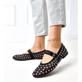 Black Mesh baleríny s malmo krystaly černá 2