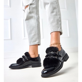 Černé dámské boty se sarol kožešinou černý 2