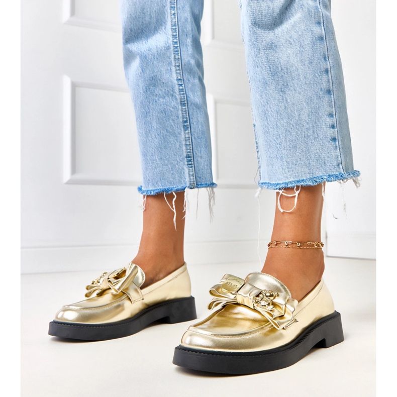 Zlaté mokasíny s lukem a Teriwou Teddy Bear zlatý 1