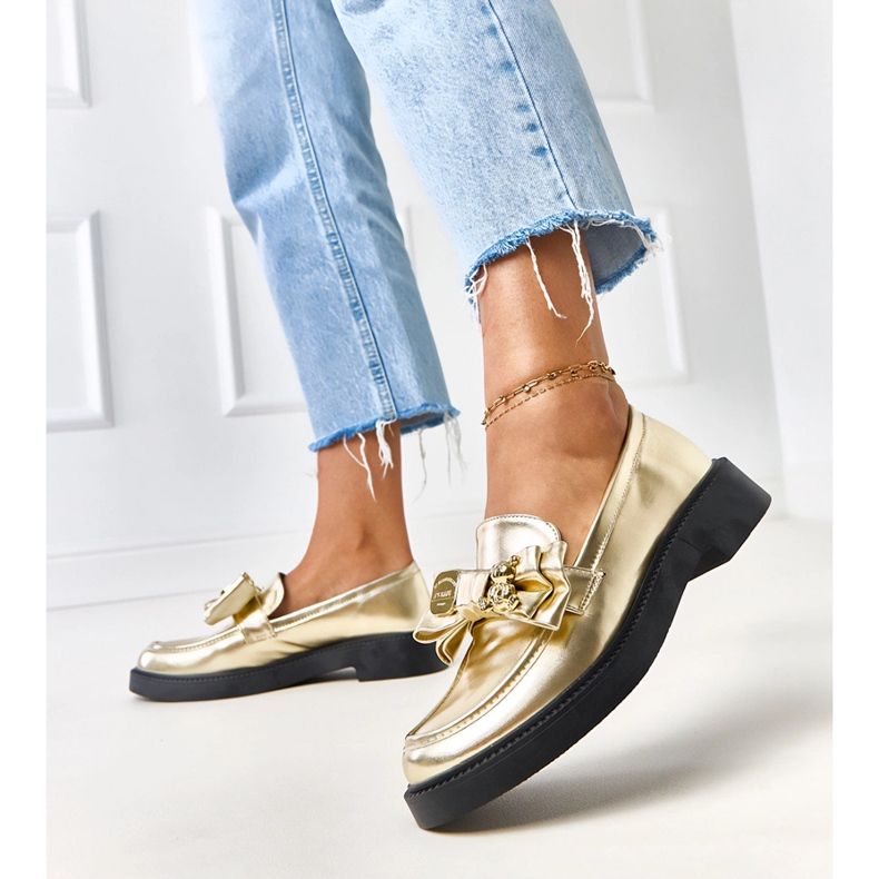 Zlaté mokasíny s lukem a Teriwou Teddy Bear zlatý 2