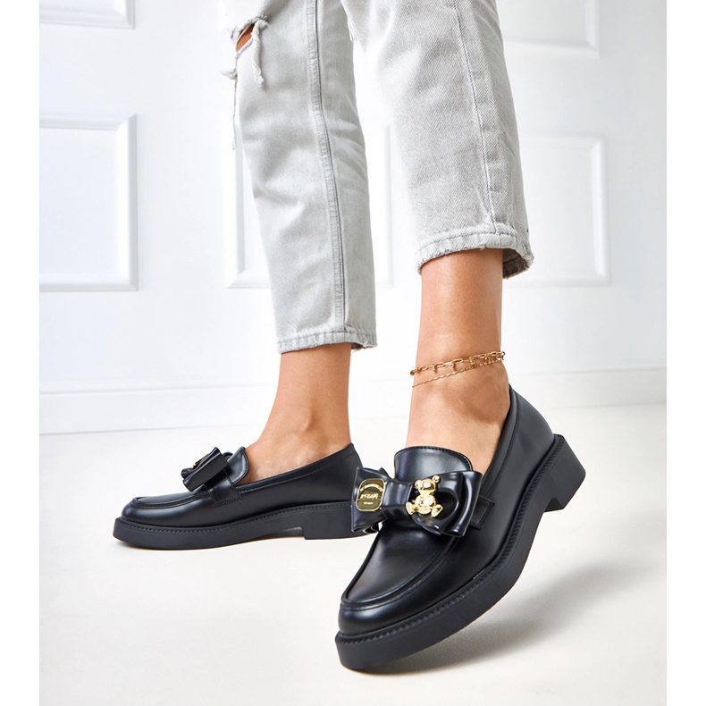 Černé mokasíny s lukem a Teriwou Teddy Bear černá 2