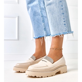 Béžové válcované mokasíny zdobené laures zirkony béžový 1