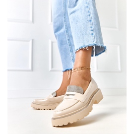 Béžové válcované mokasíny zdobené laures zirkony béžový 2