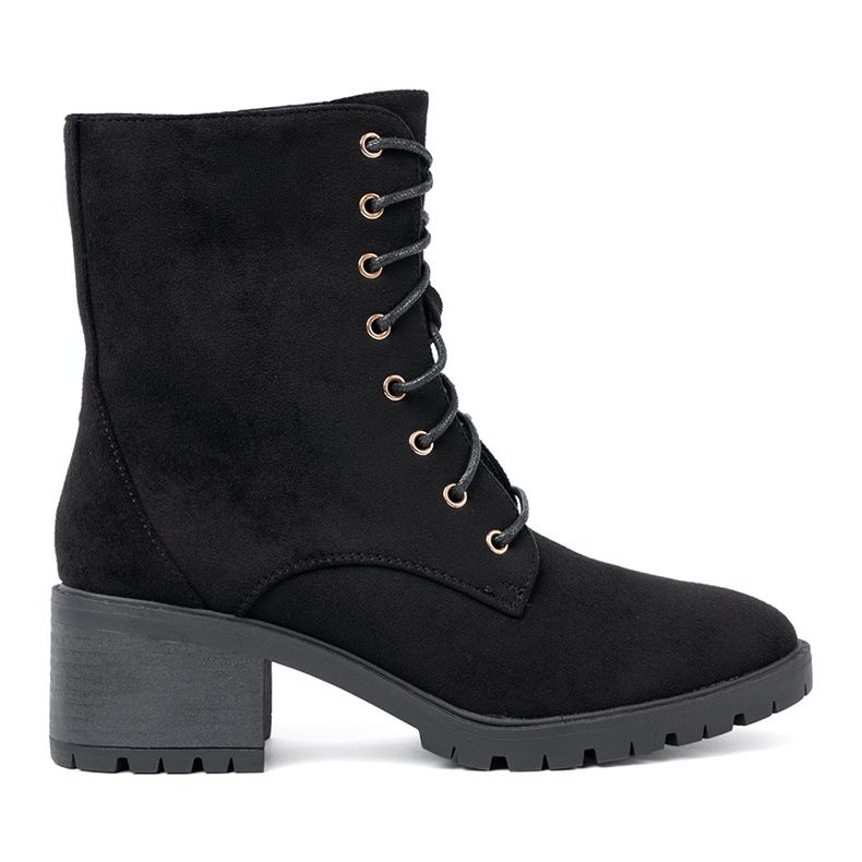 Shelvt Pohodlné černé boty s kulatým prstem černá 2