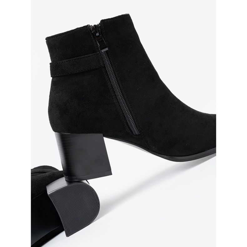 Shelvt Stylové černé boty s elegantní dekorací černý 1