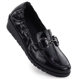 Dámské kožené boty lakované na klínech Black Rieker L5352-00 1