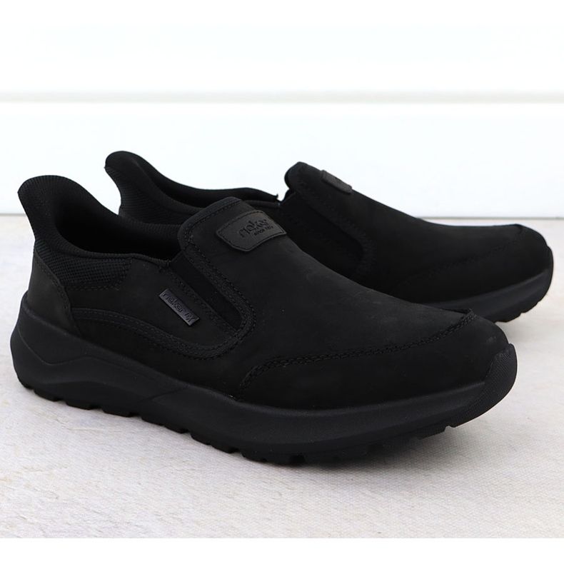 Vodotěsná kožená bota, pánské otvory Black Rieker 06052-00 2