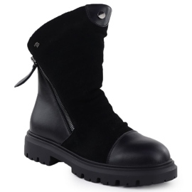 Dámské kožené boty na platformě Black T.Sokolski Z25-163 1