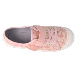 Dětské papuče Befado na suchý zip 351Y033, růžové s motýlky růžový 2 Dětské papuče Befado na suchý zip 351Y033, růžové s motýlky růžový 2