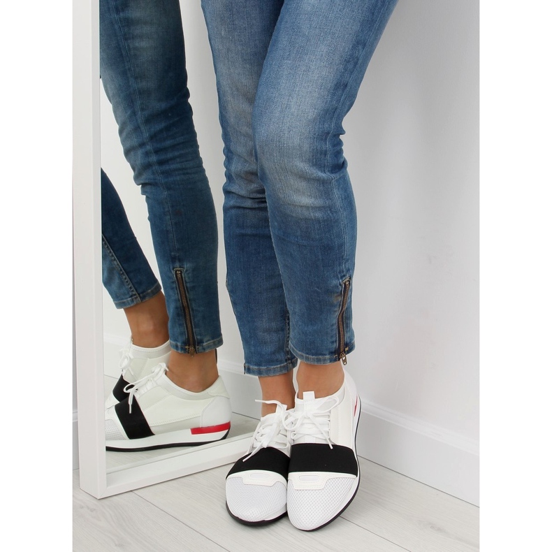 Bílé 16-515 WHITE / RED sportovní boty červené černá bílý 2