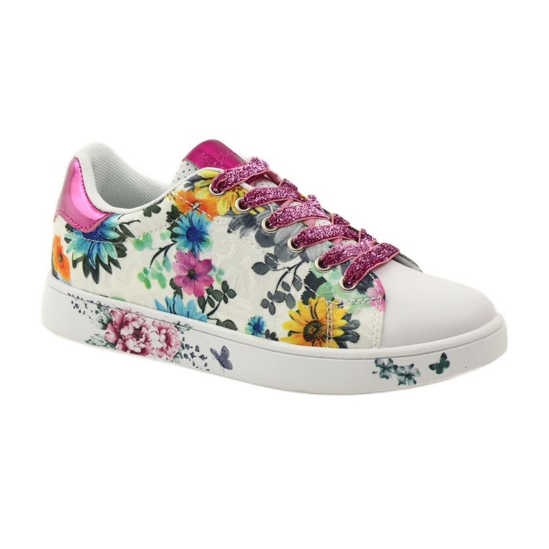 American Club Květinové americké tenisky s koženou vložkou růžový vícebarevný žlutá modrý bílý 1