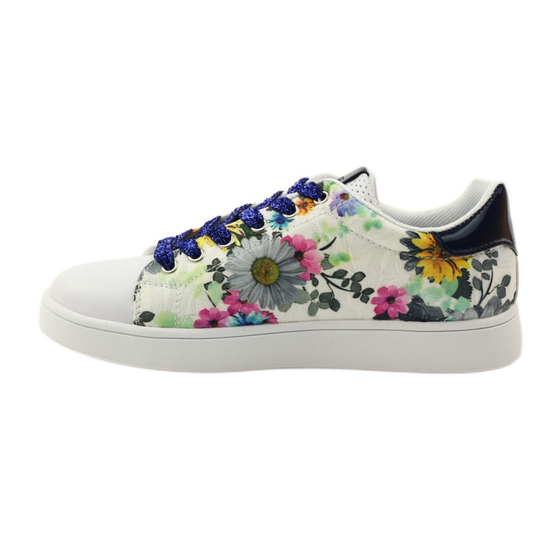 American Club Květinové americké tenisky s koženou vložkou námořnická modrá růžový bílý 2