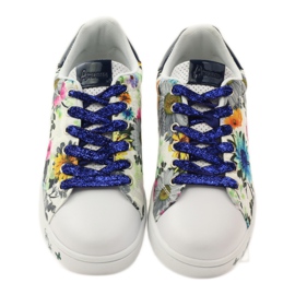 American Club Květinové americké tenisky s koženou vložkou námořnická modrá růžový bílý 4