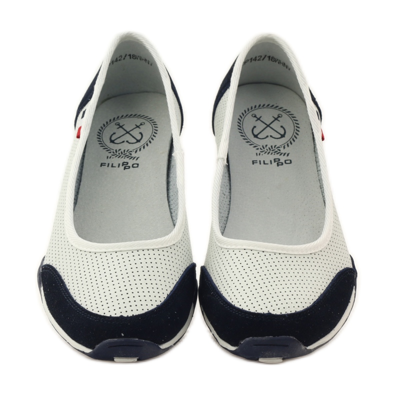 Kožené dámské baleríny Filippo bílé bílý námořnická modrá 4 Kožené dámské baleríny Filippo bílé bílý námořnická modrá 4