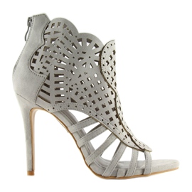 Šedé kozačky s otevřenou špičkou M286 šedá 1