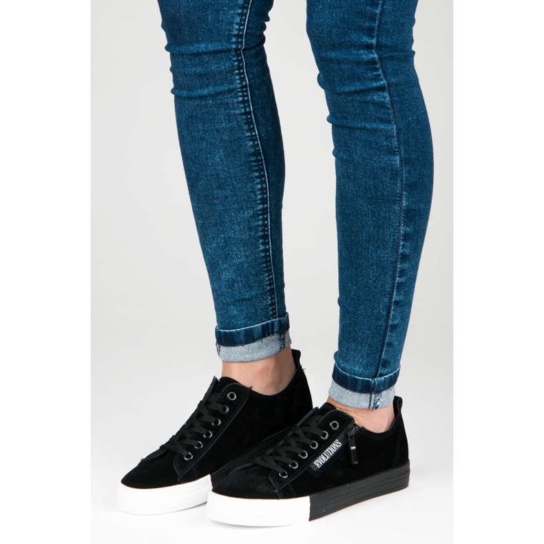 Semišové tenisky na platformě černá 1