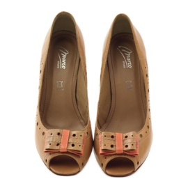 Kožené lodičky s mašlí Marco 1932 hnědý oranžový 4 Kožené lodičky s mašlí Marco 1932 hnědý oranžový 4