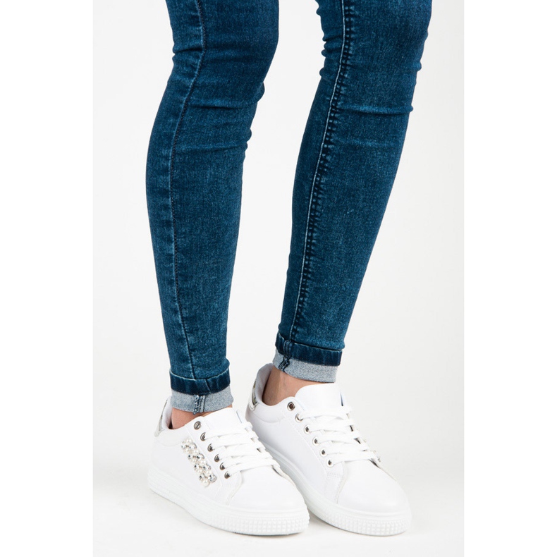 Bílé tenisky s korálky bílý 2