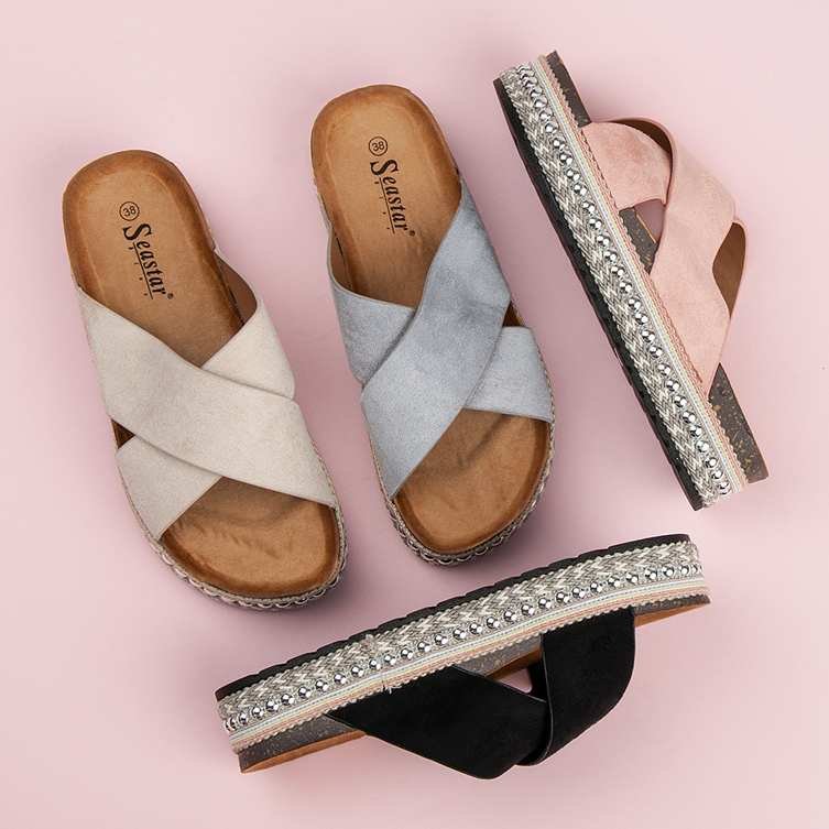 Seastar Semišové pantofle na platformě černá 1