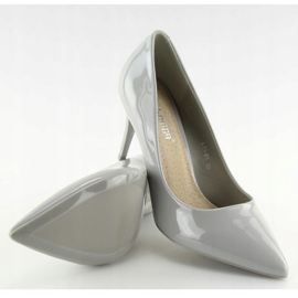 Šedé lakované dámské lodičky LEI-83 Grey šedá 2