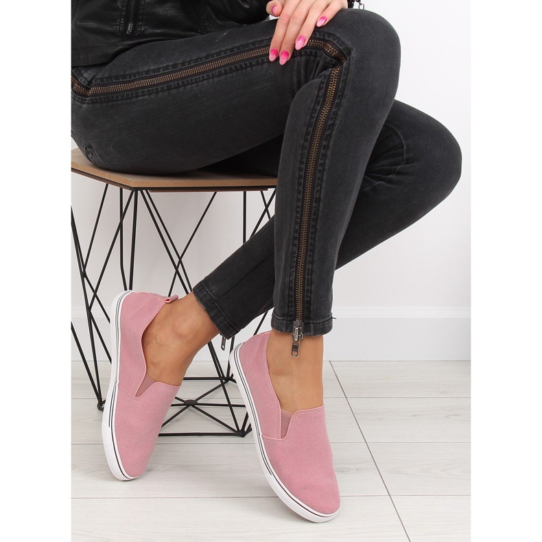 Růžové XL07P Růžové slipony tenisky růžový 1