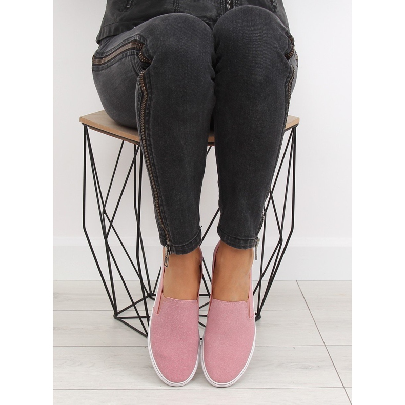 Růžové XL07P Růžové slipony tenisky růžový 2