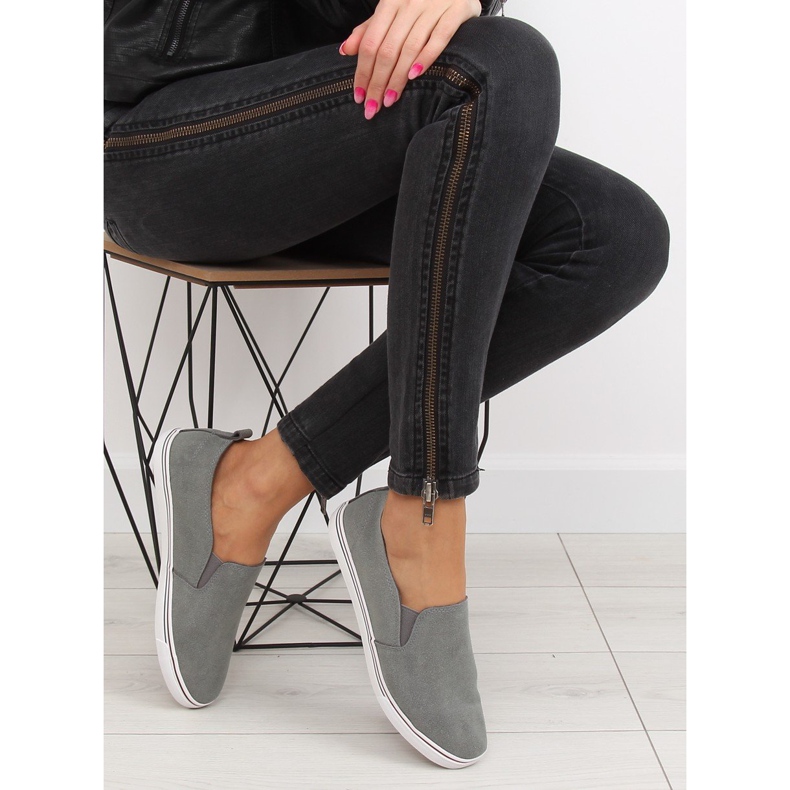 Šedé kluzné tenisky XL07P D.GRAY šedá 1