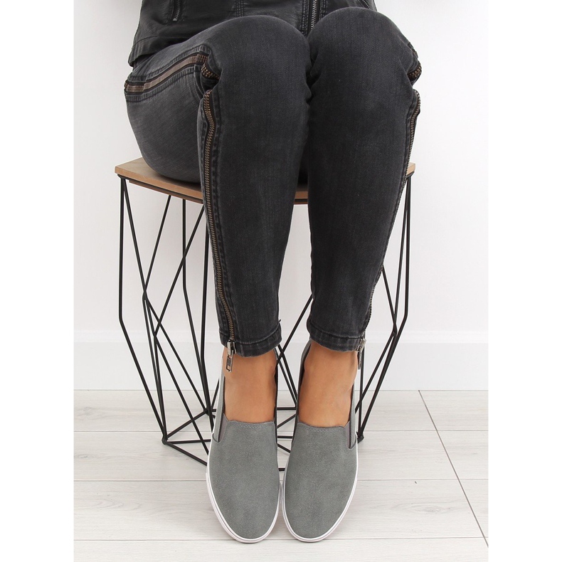 Šedé kluzné tenisky XL07P D.GRAY šedá 2