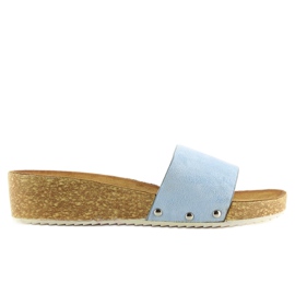 Modré dámské pantofle CK05P LT.BLUE modrý 1