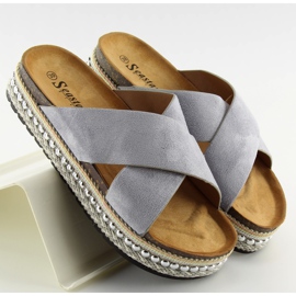 Šedé Dámské šedé pantofle CK15P šedé šedá 2