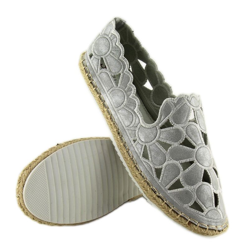 Dámské stříbrné prolamované espadrilky LT86 Silver šedá 2