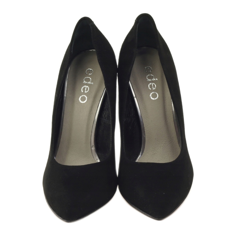 Edeo Kožené lodičky na vysokém podpatku 3162 černá 4