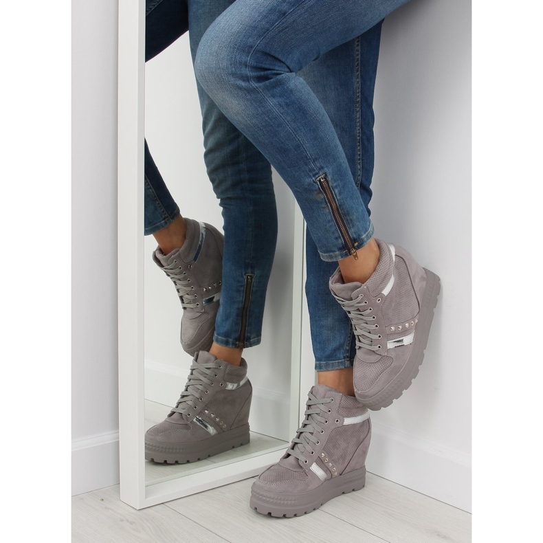 Šedé Dámské šedé tenisky AT-0650-L Šedé šedá 2